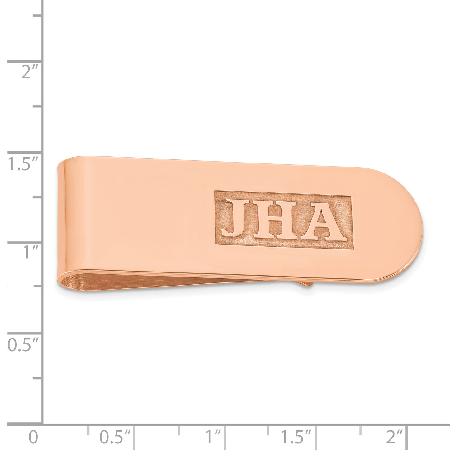 14K Rose Gold Raised Letters Monogram Money Clip