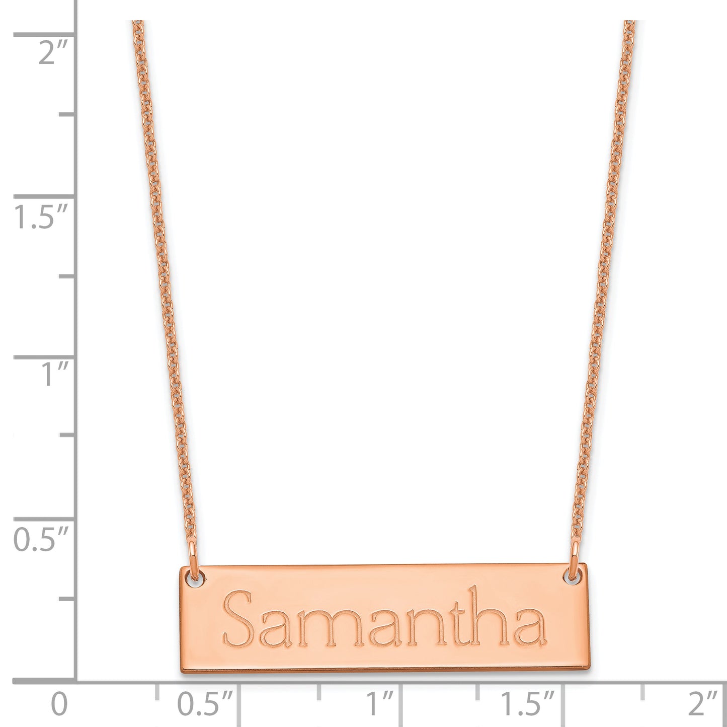 14K Rose Gold Small Polished Name Bar Necklace