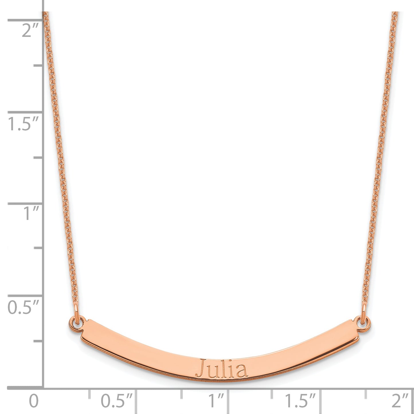 14K Rose Gold Recessed Letter Curved Bar Necklace
