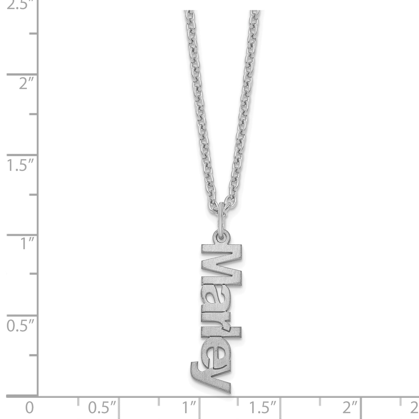 Sterling Silver Rhodium plated Brushed 1 Name Charm Necklace