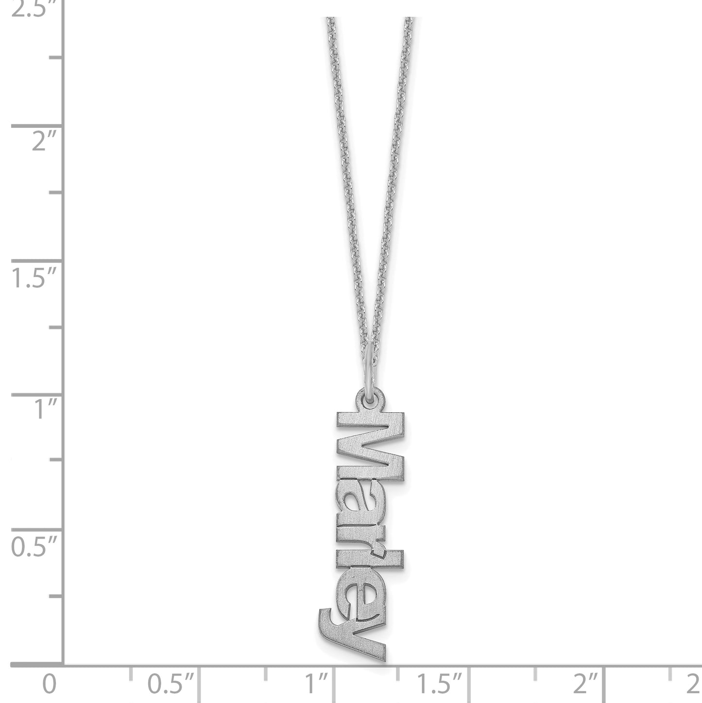 10K White Gold Brushed 1 Name Charm Necklace