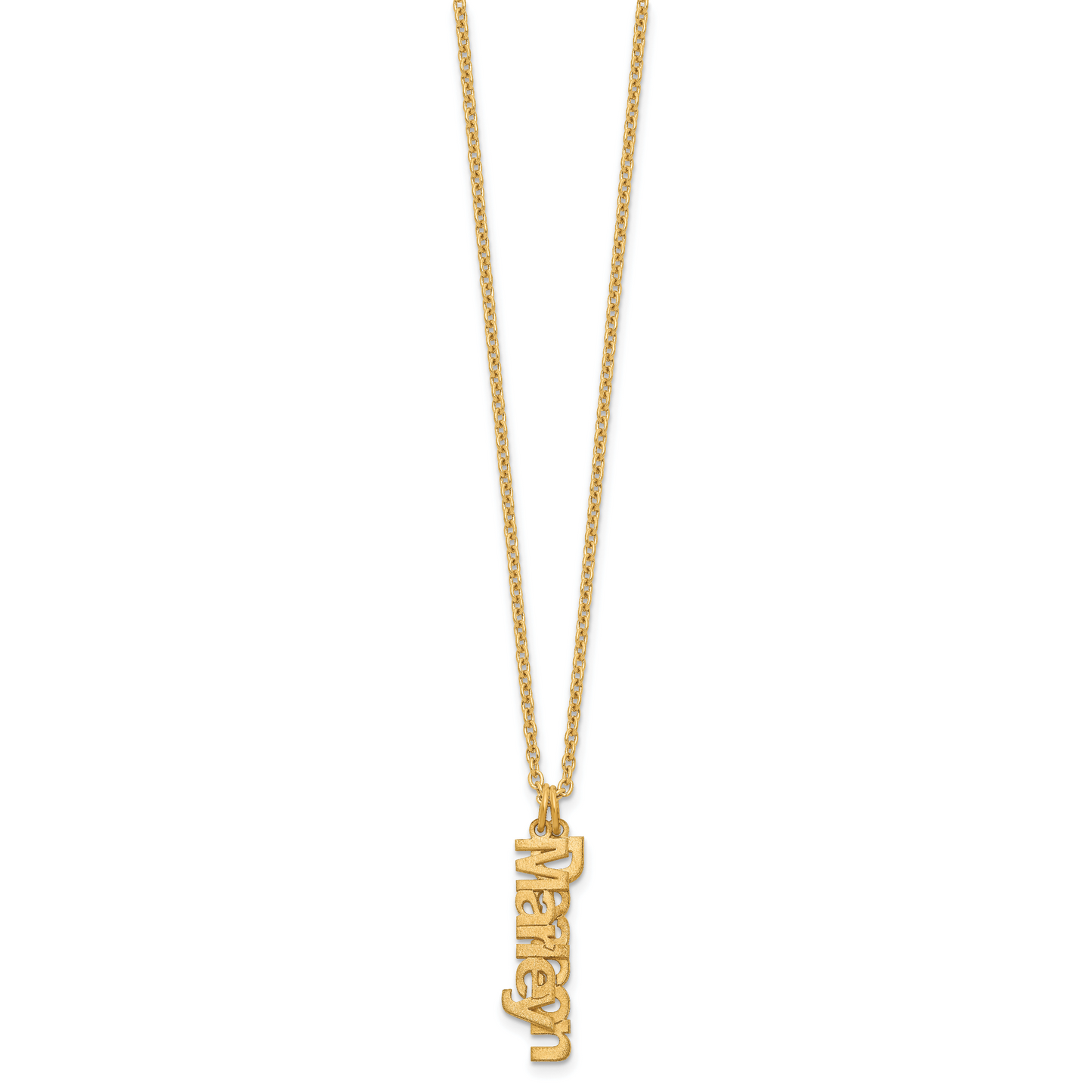 Sterling Silver Gold plated Brushed 2 Name Charm Necklace