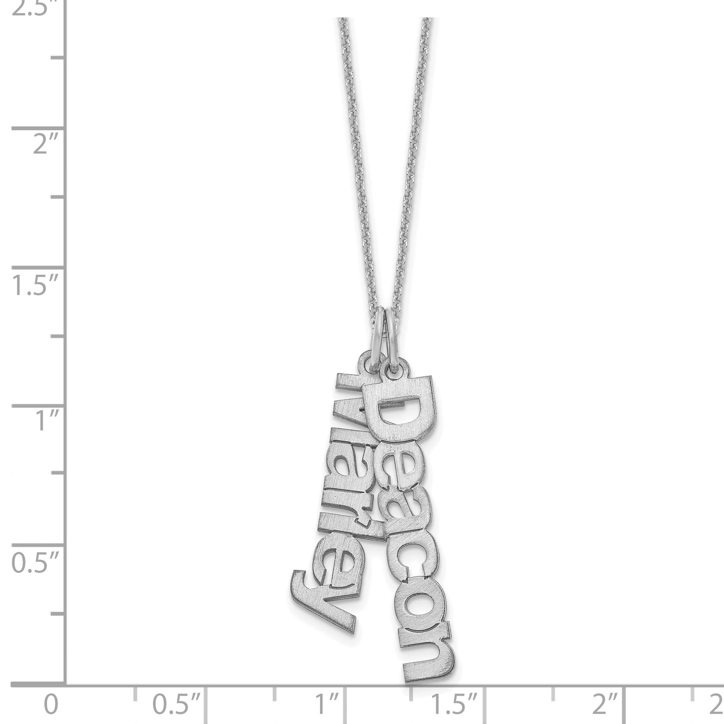 14K White Gold Brushed 2 Name Charm Necklace