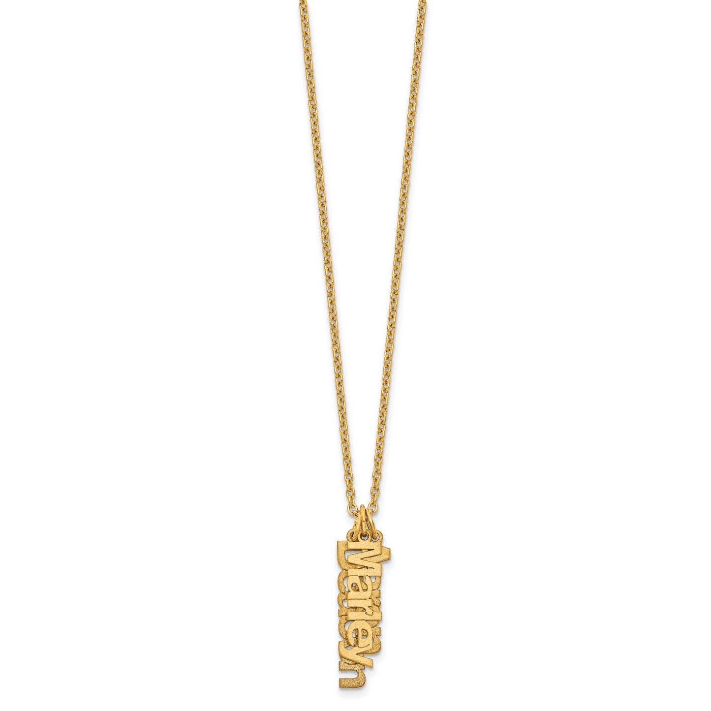 Sterling Silver Gold plated Brushed 3 Name Charm Necklace