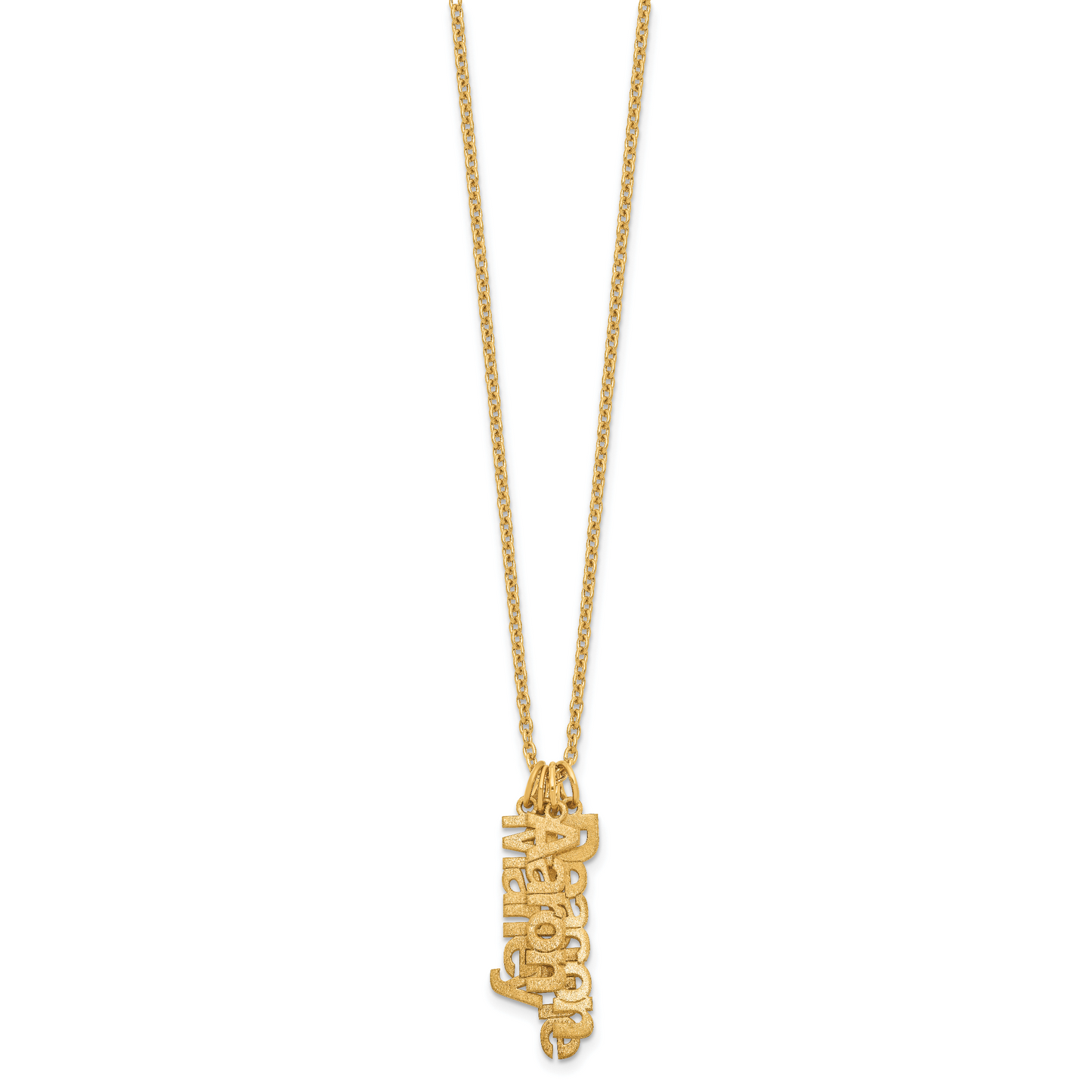 Sterling Silver Gold plated Brushed 4 Name Charm Necklace
