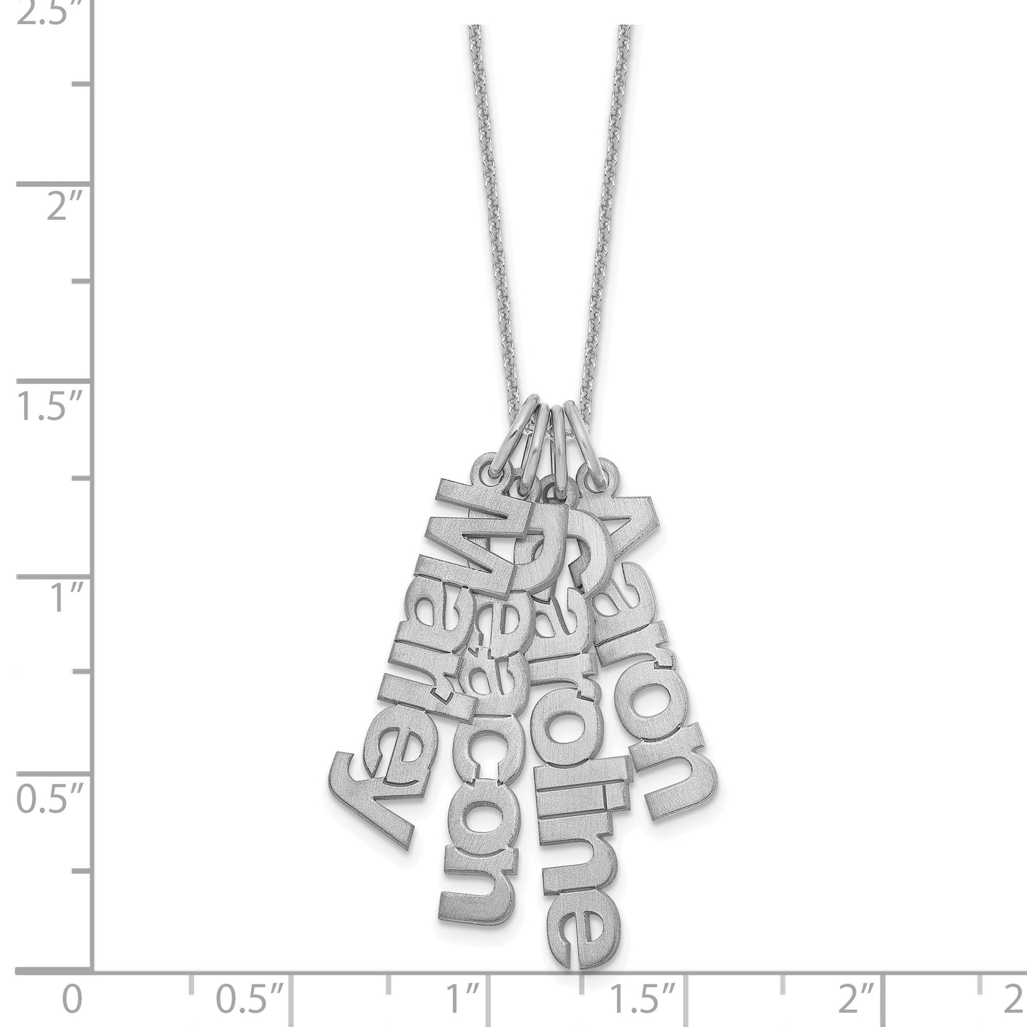14K White Gold Brushed 4 Name Charm Necklace