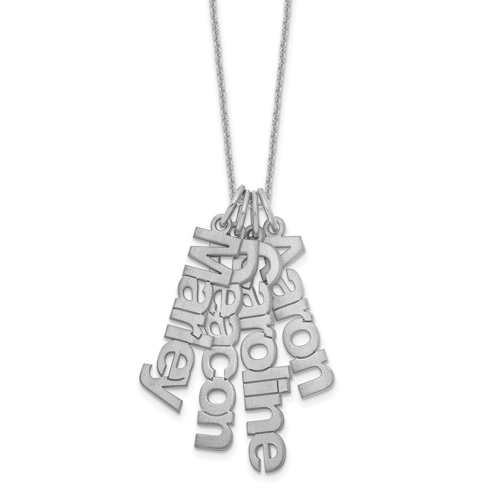 10K White Gold Brushed 4 Name Charm Necklace