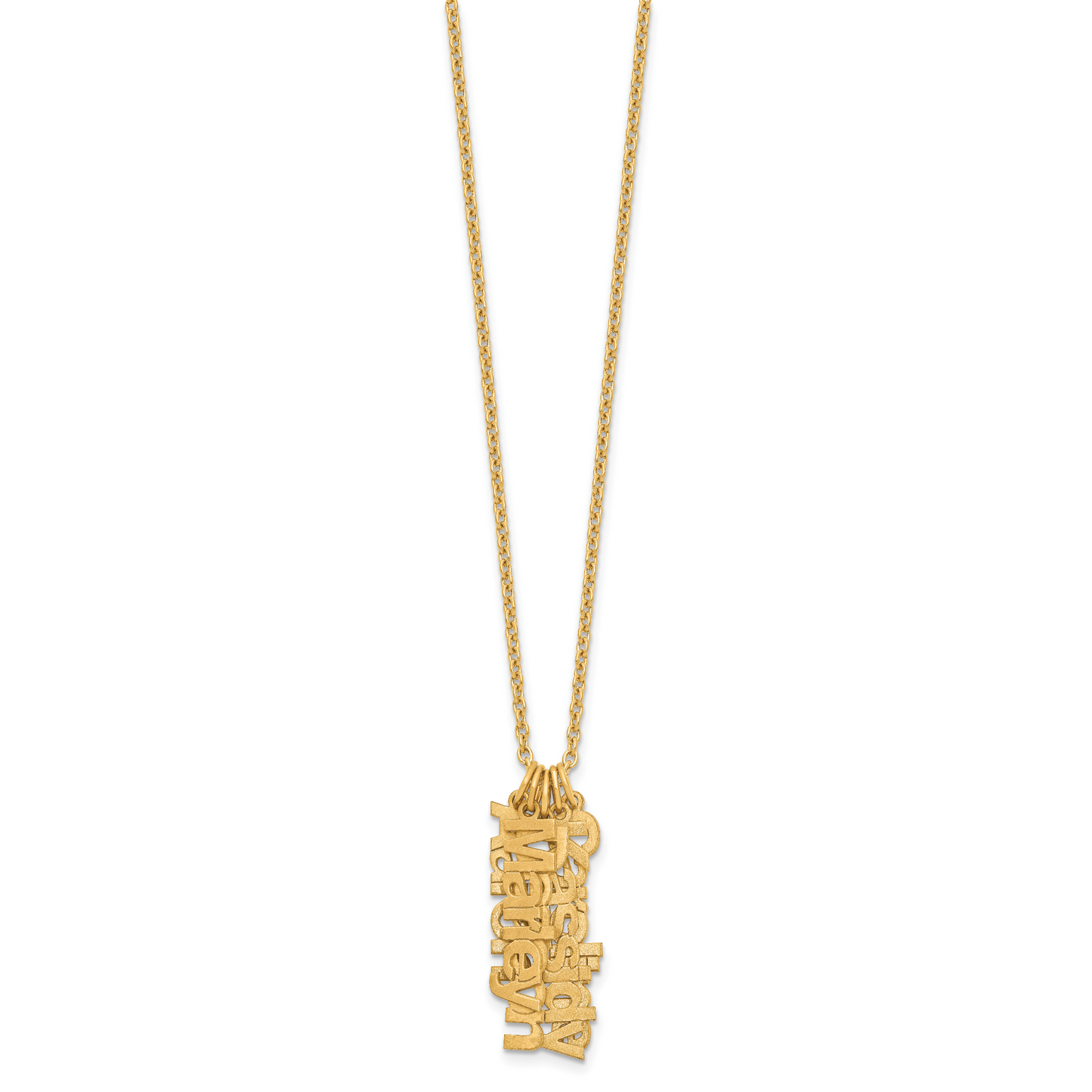 Sterling Silver Gold plated Brushed 5 Name Charm Necklace