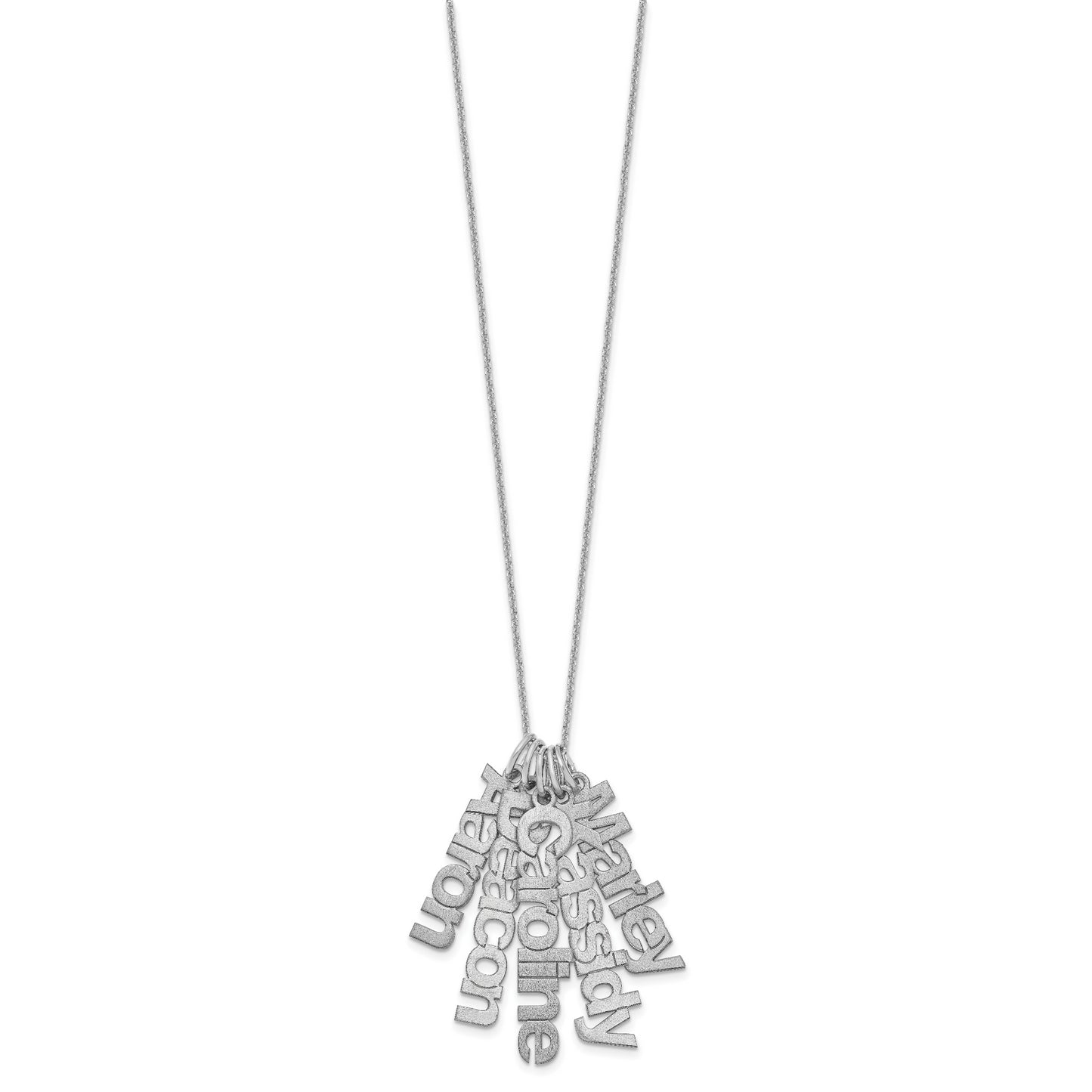 10K White Gold Brushed 5 Name Charm Necklace