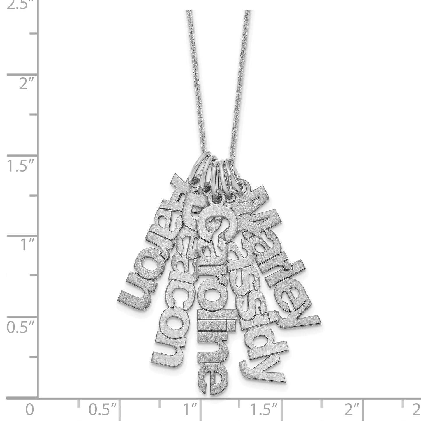 10K White Gold Brushed 5 Name Charm Necklace