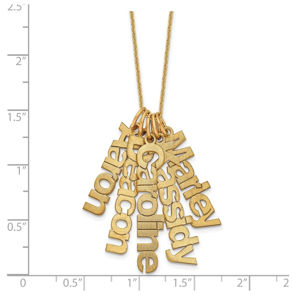 14k Yellow Or White Or Rose Gold Brushed 5 Name Charm Necklace – Elegant Jewelry Gift for Birthday, Anniversary, Engagement, Wedding