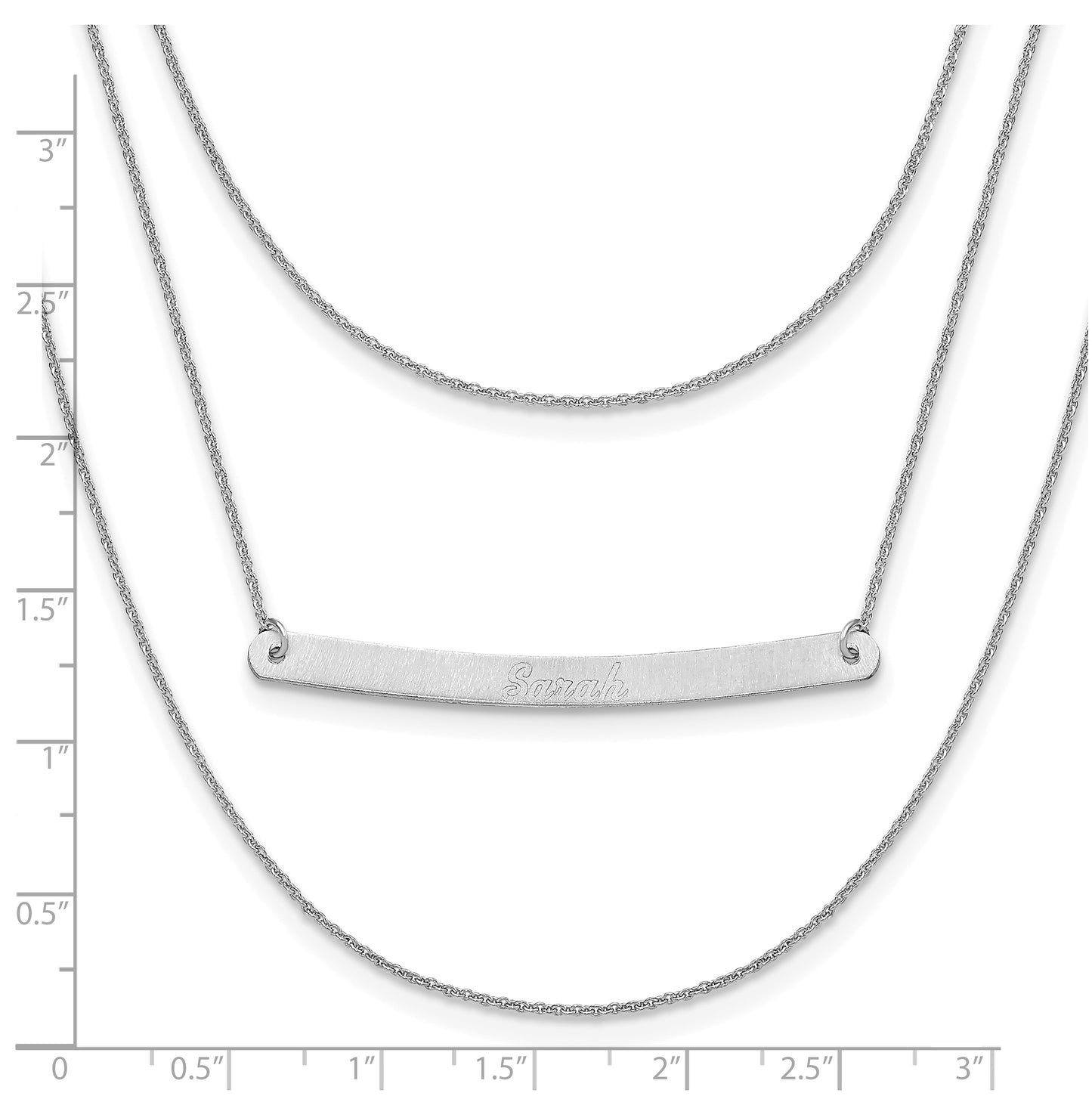 14k Yellow Or White Or Rose Gold Brushed 3 Chain 1 Bar Necklace