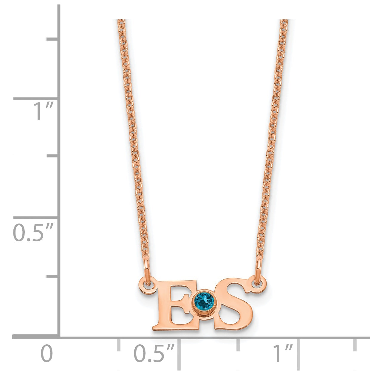 14K Rose Gold Small with 14k Bezel Birthstone Initial Necklace