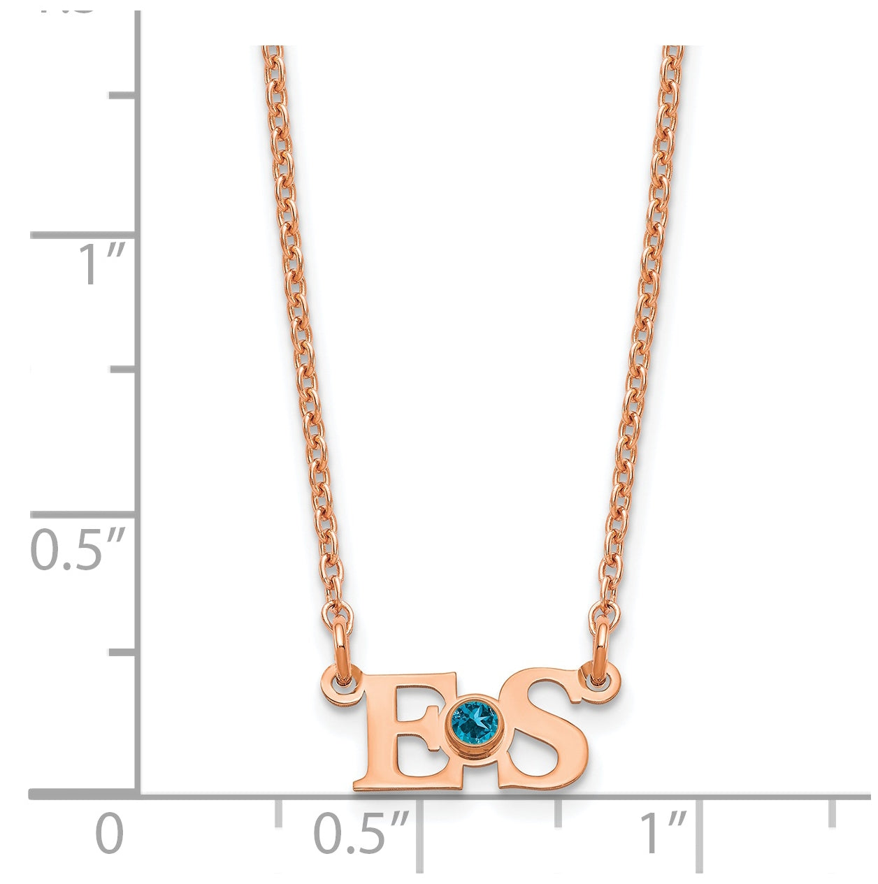 Sterling Silver Rose Gold plated Small Birthstone Initial Necklace