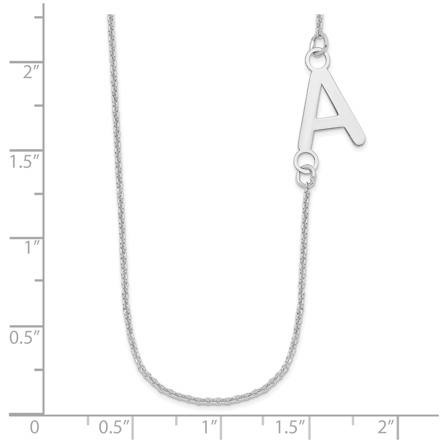 10K White Gold Small Offset Initial Necklace