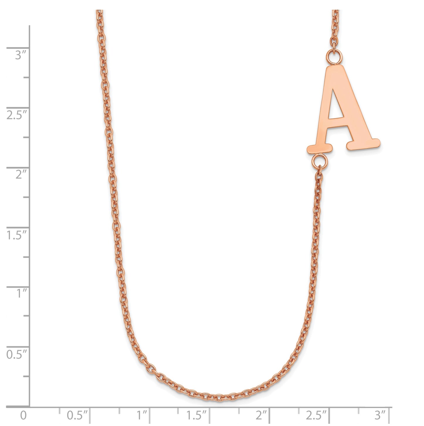 14K Rose Gold Large Offset Initial Necklace