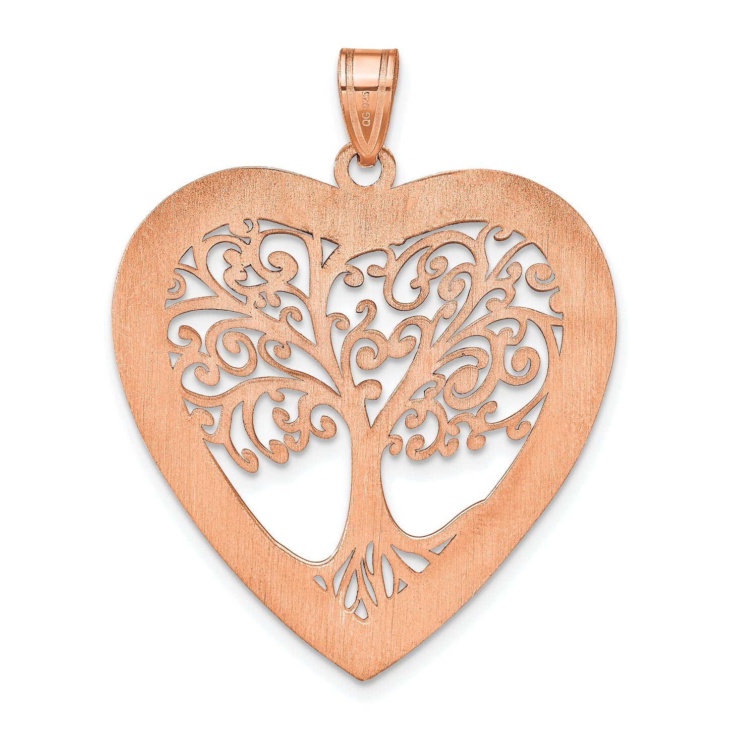 14K Rose Gold Heart Family Tree Pendant