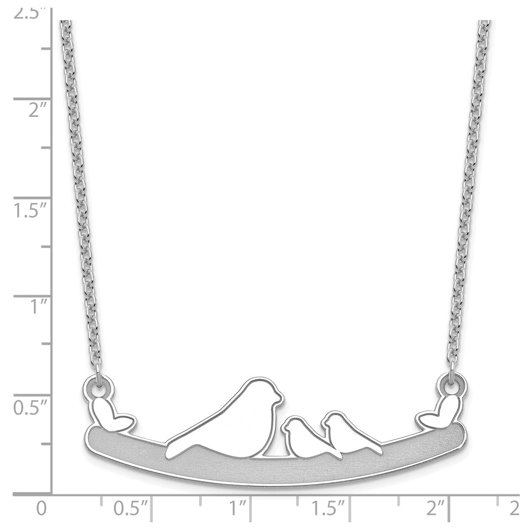 Sterling Silver/Rhodium-plated Mom and 2 Baby Birds Necklace – Elegant Jewelry Gift for Birthday, Anniversary, Engagement, Wedding