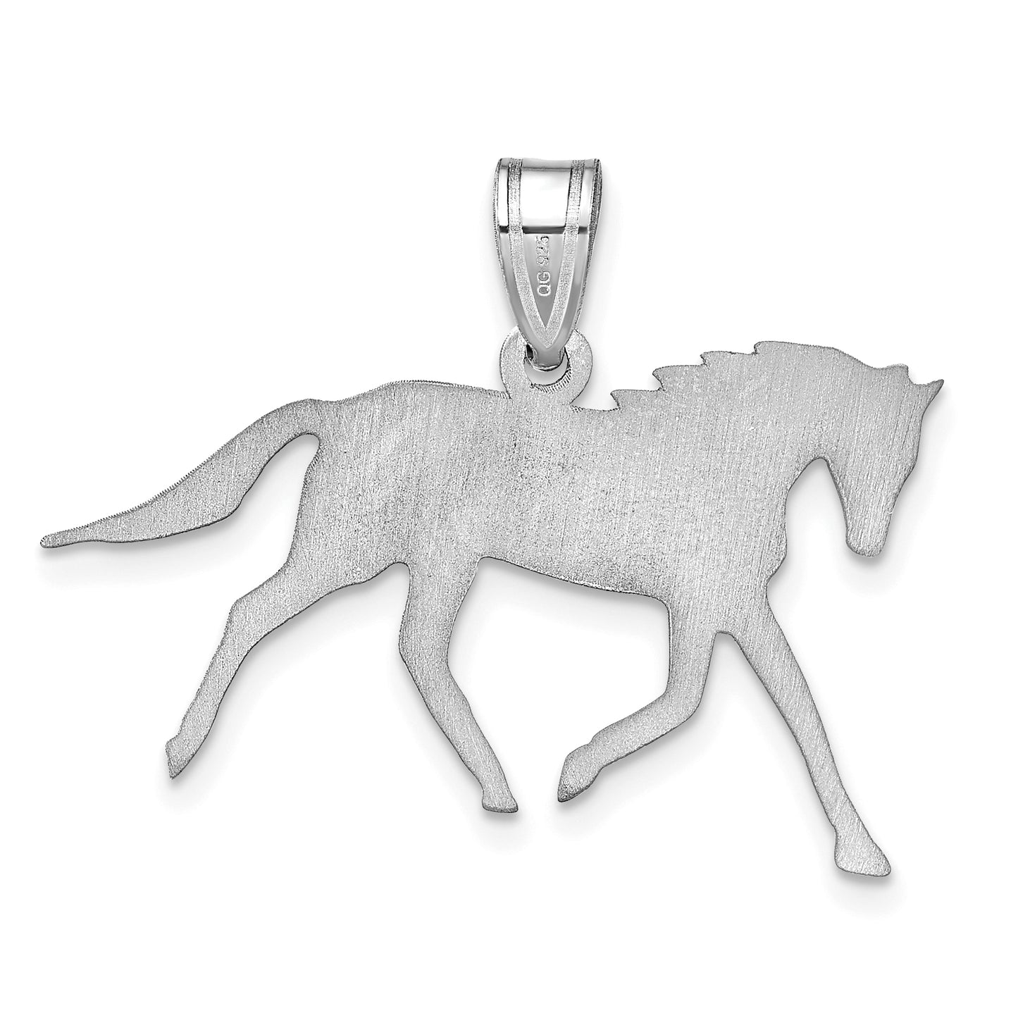 10K White Gold Personalized Horse Pendant