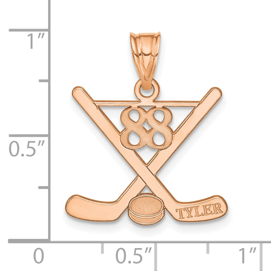 Sterling Silver Rose Gold plated Personalized Hockey Pendant