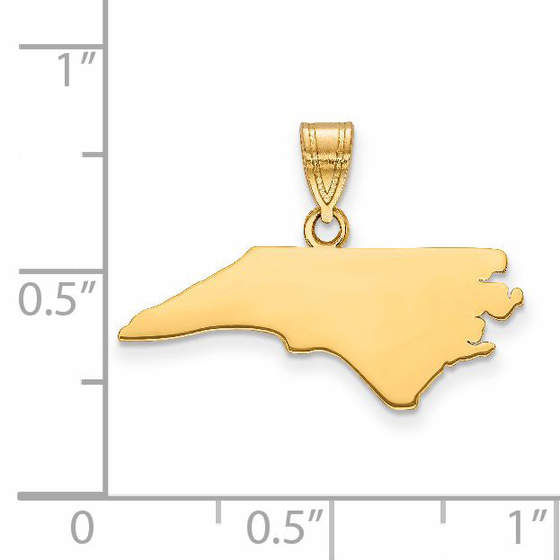14K Yellow Gold North Carolina State Pendant