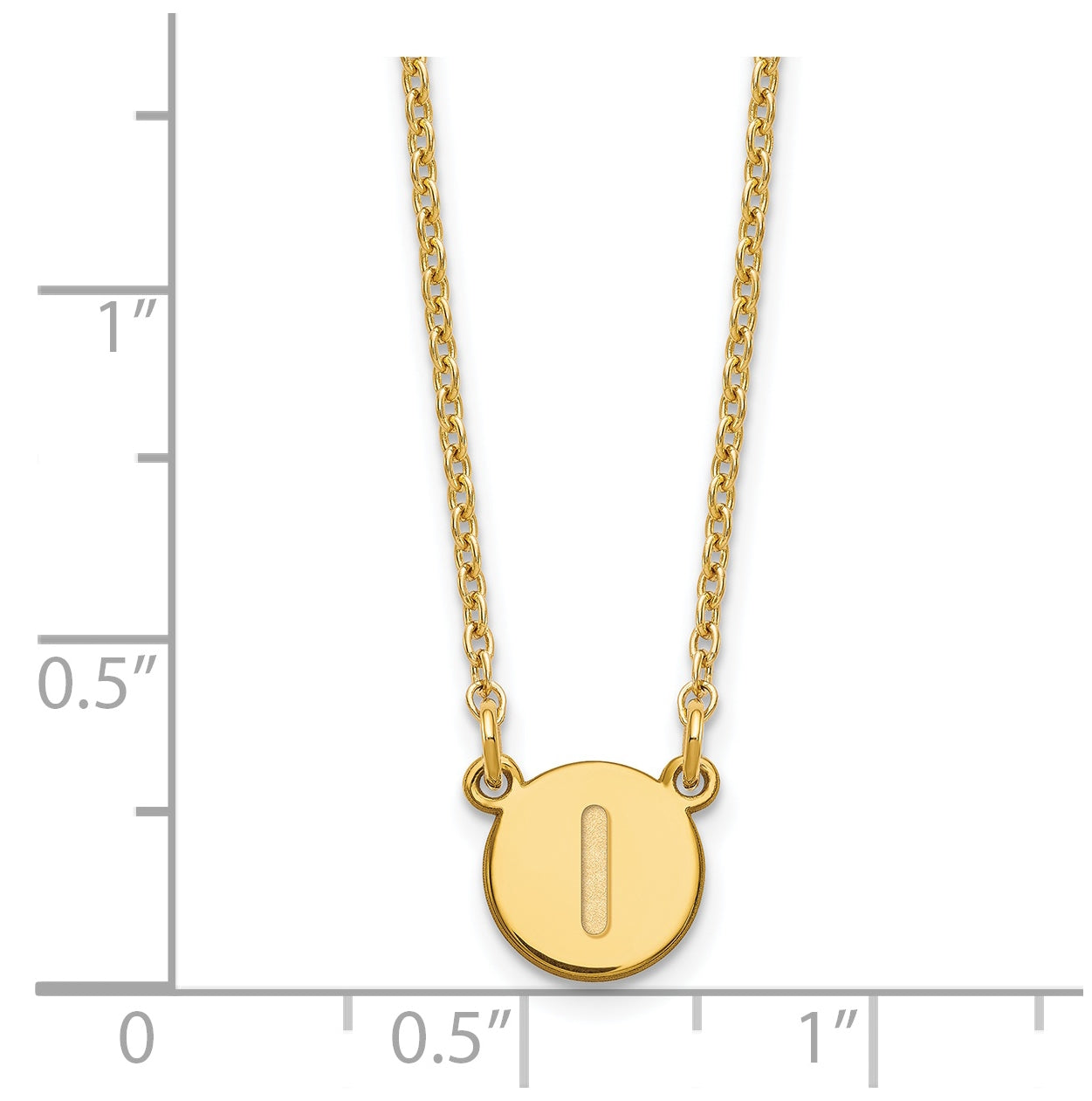 Sterling Silver Gold plated Tiny Circle Block Letter I Initial Necklace