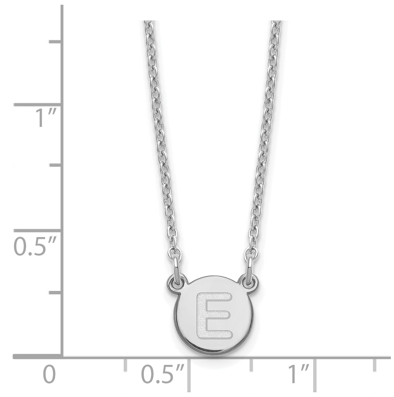 Sterling Silver Rhodium plated Tiny Circle Block Letter E Initial Necklace