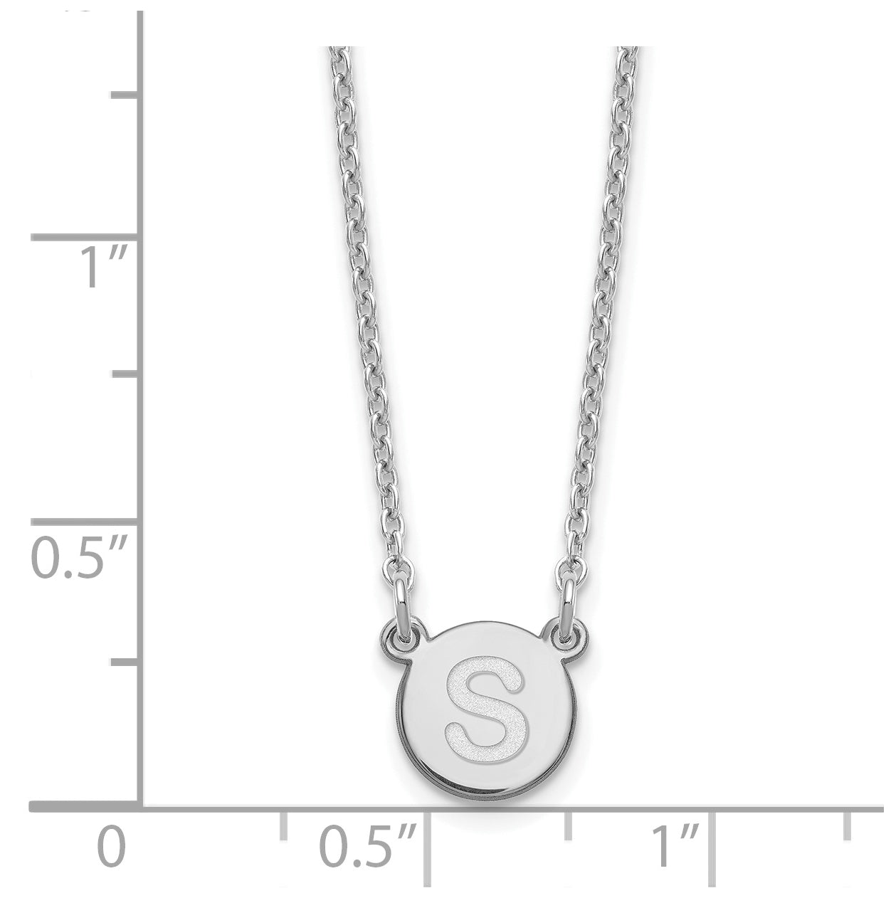 Sterling Silver Rhodium plated Tiny Circle Block Letter S Initial Necklace