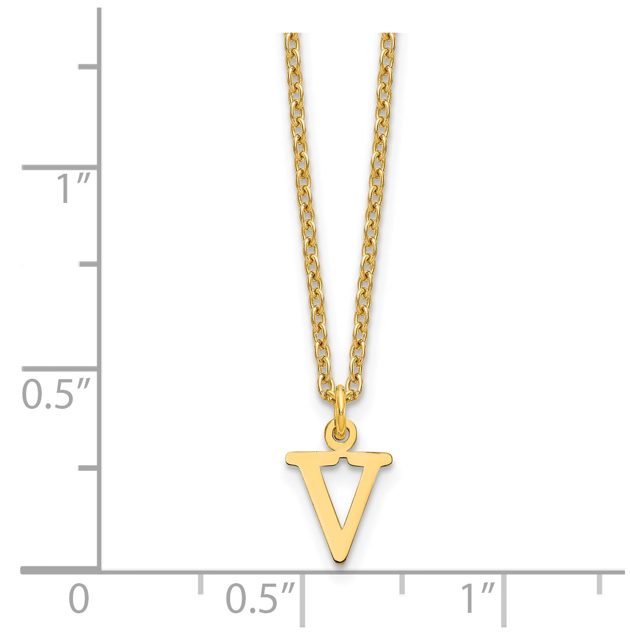 Sterling Silver Gold plated Cutout Letter V Initial Necklace