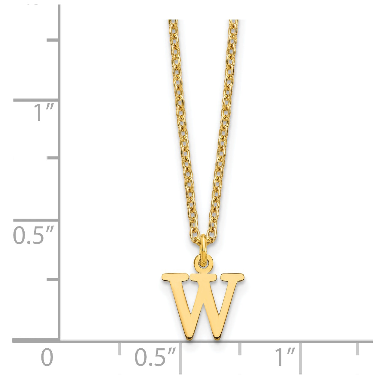Sterling Silver Gold plated Cutout Letter W Initial Necklace