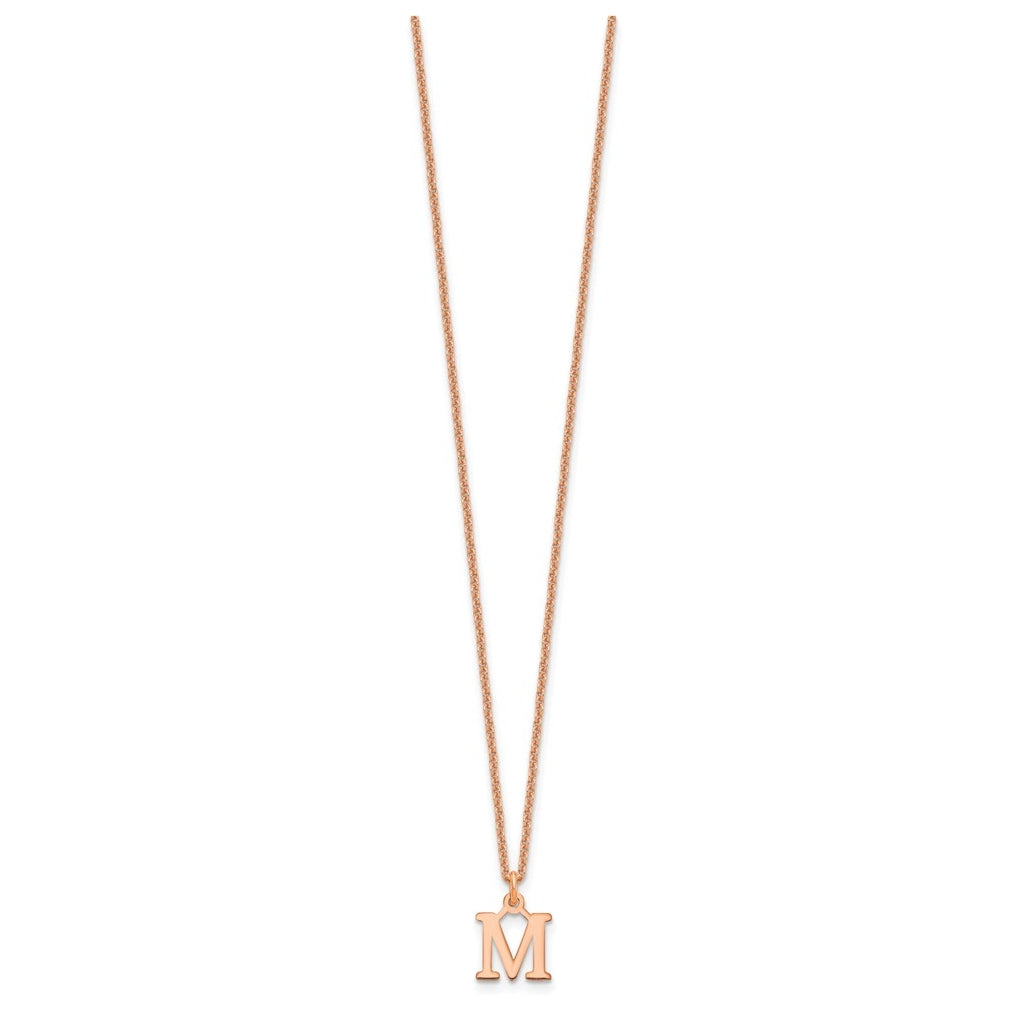 14k Rose Gold Cutout Letter M Initial Necklace