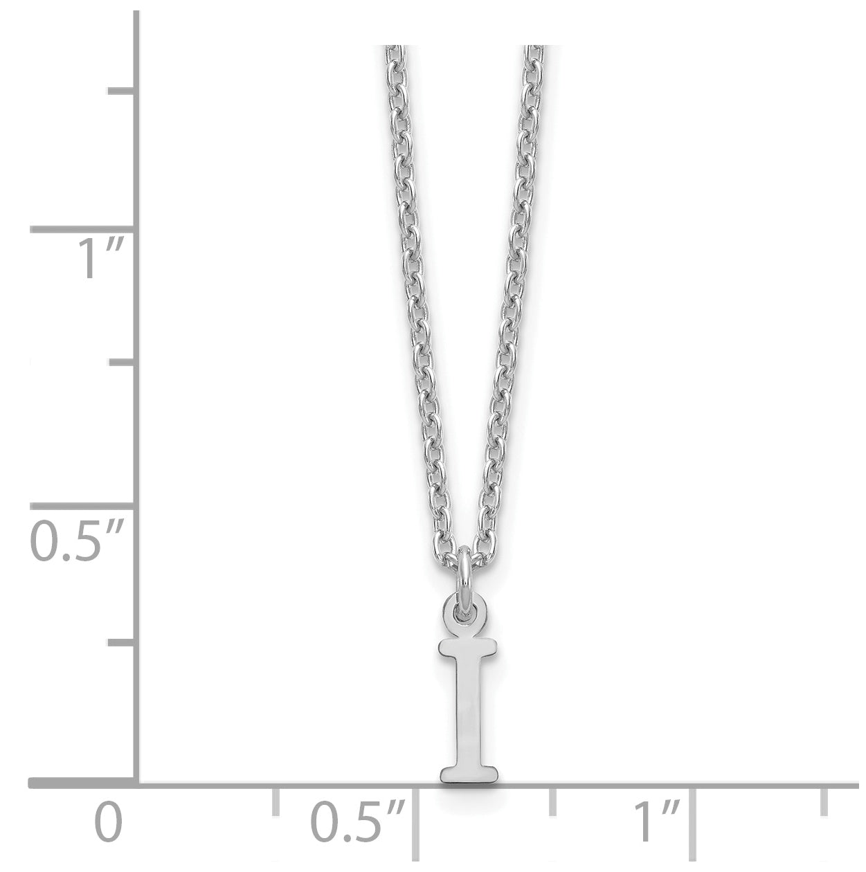 Sterling Silver Rhodium plated Cutout Letter I Initial Necklace