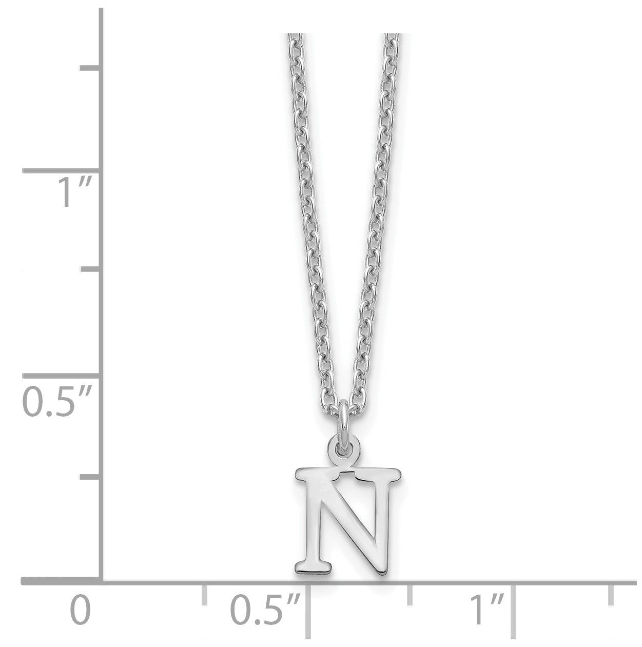 Sterling Silver Rhodium plated Cutout Letter N Initial Necklace