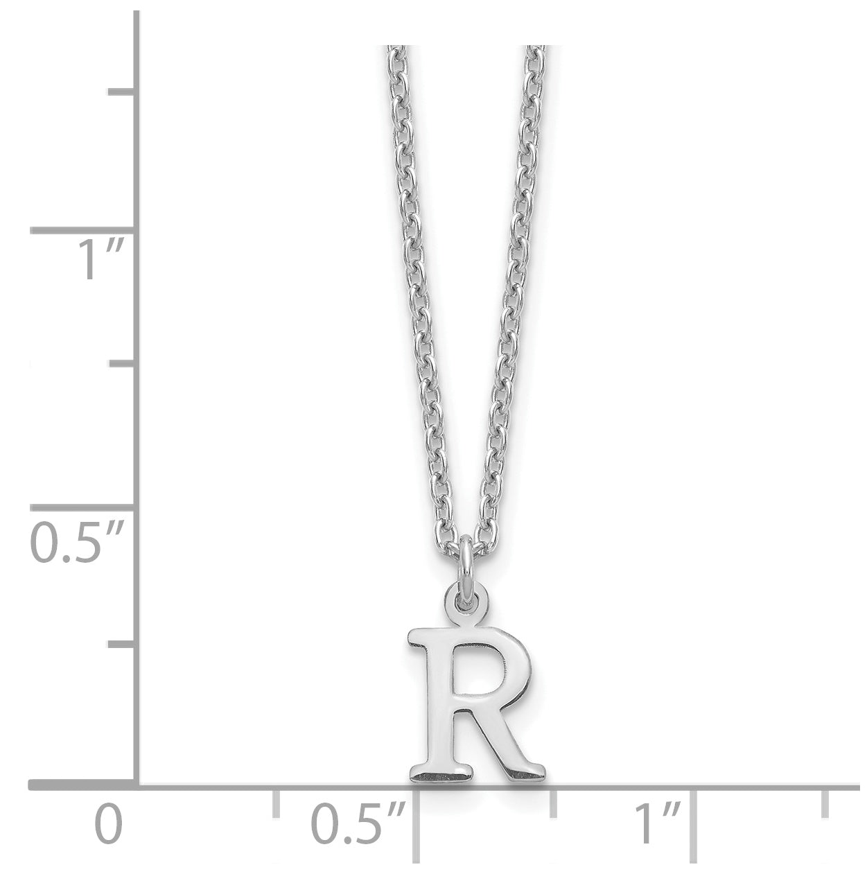 Sterling Silver Rhodium plated Cutout Letter R Initial Necklace