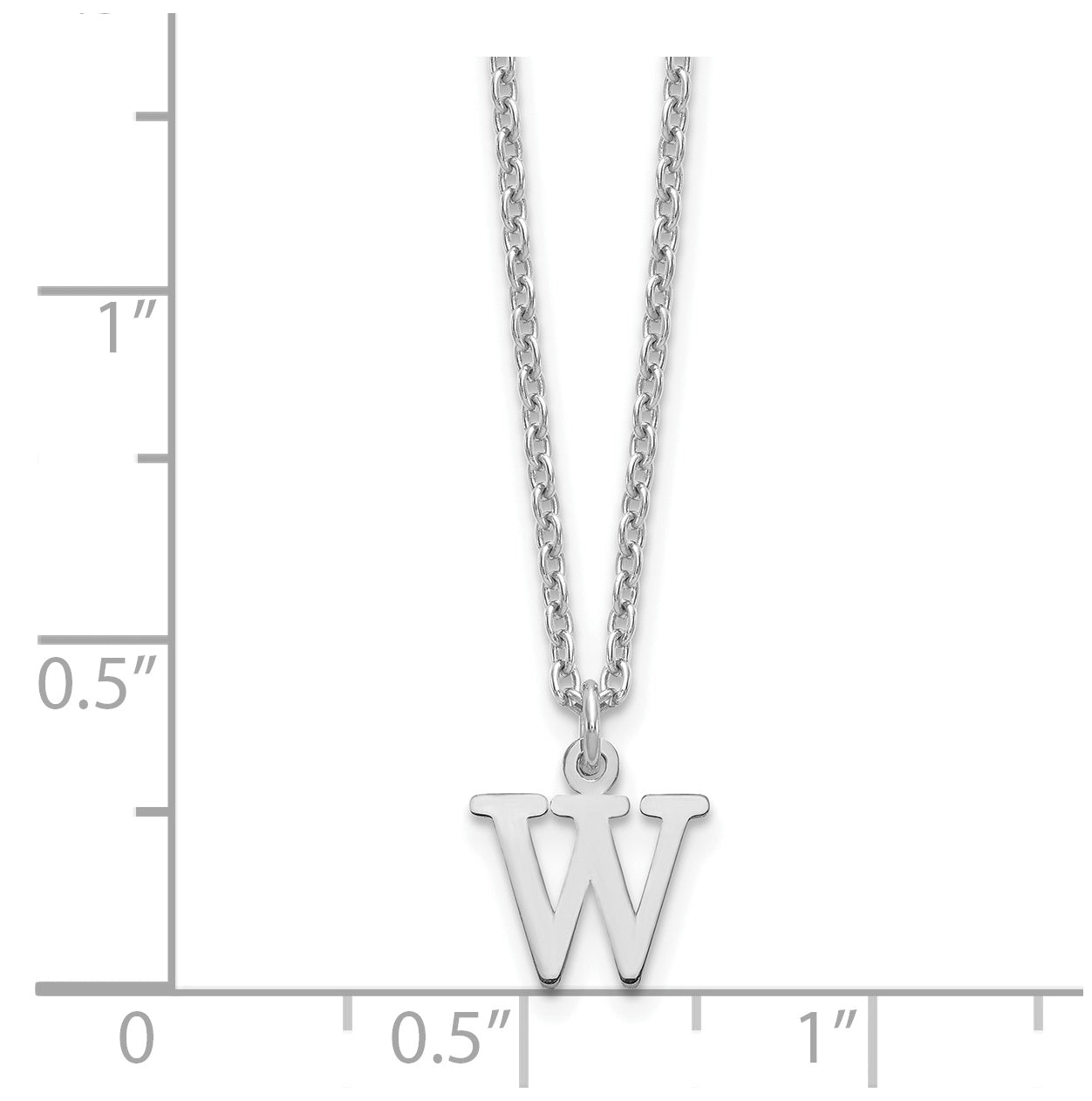 Sterling Silver Rhodium plated Cutout Letter W Initial Necklace