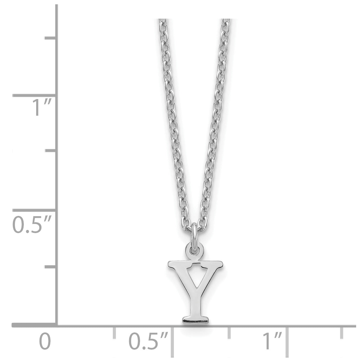 Sterling Silver Rhodium plated Cutout Letter Y Initial Necklace