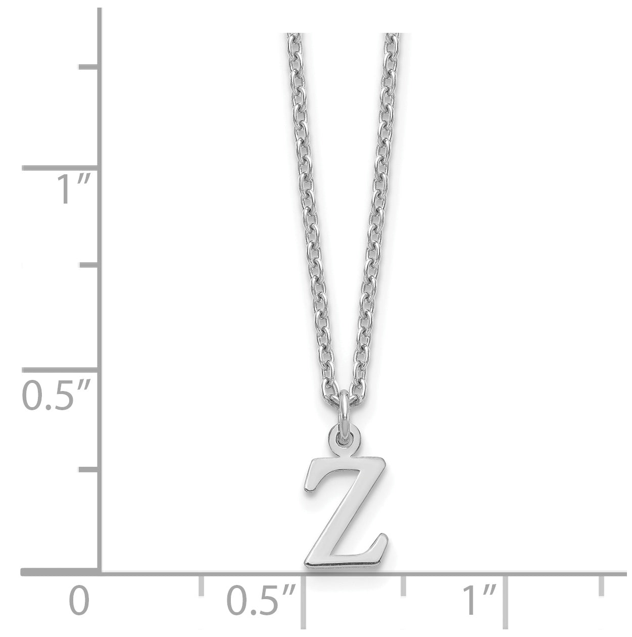 Sterling Silver Rhodium plated Cutout Letter Z Initial Necklace