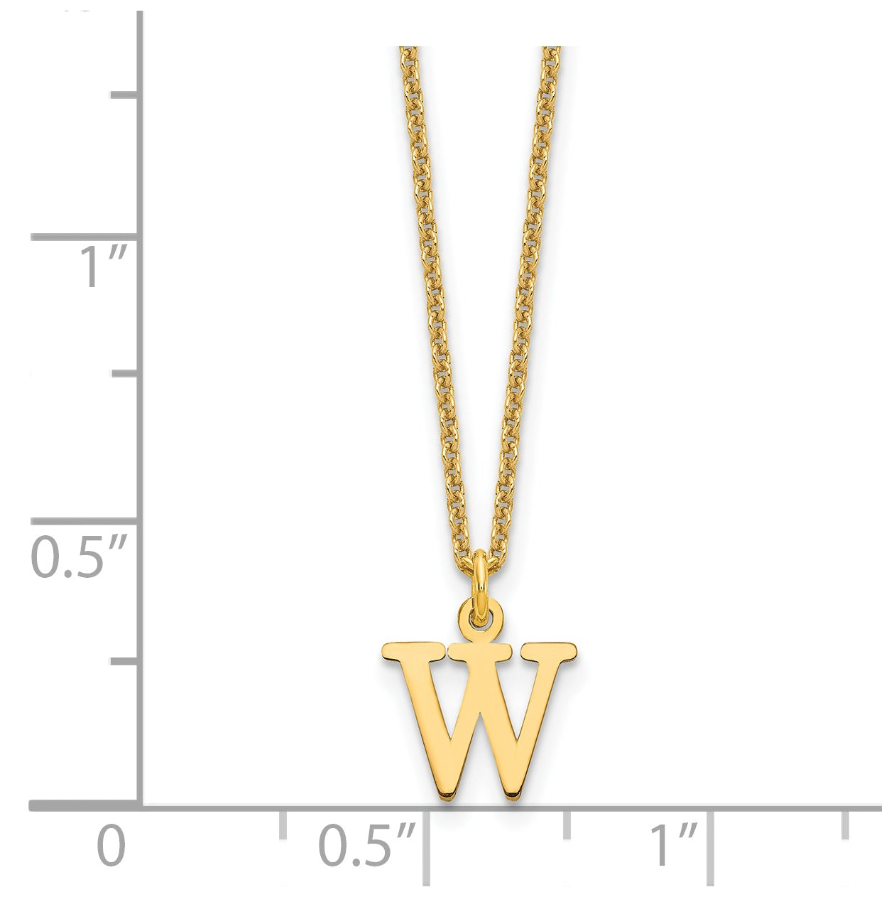 14K Yellow Gold Cutout Letter W Initial Necklace