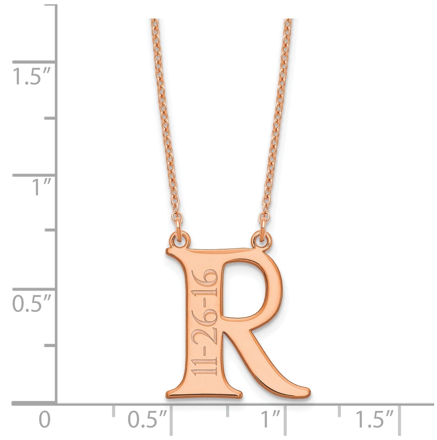 Sterling Silver Rose Gold plated Initial with Date Necklace