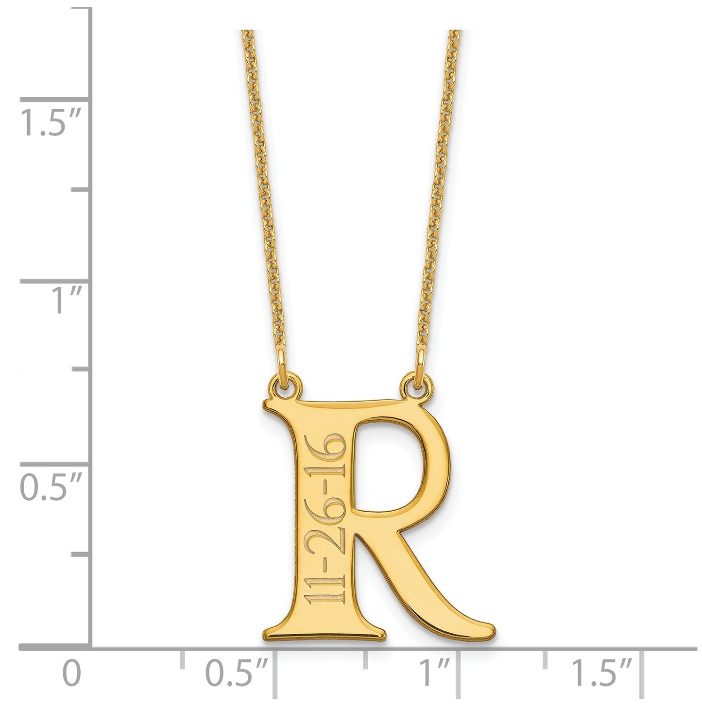 14K Yellow Gold Initial with Date Necklace