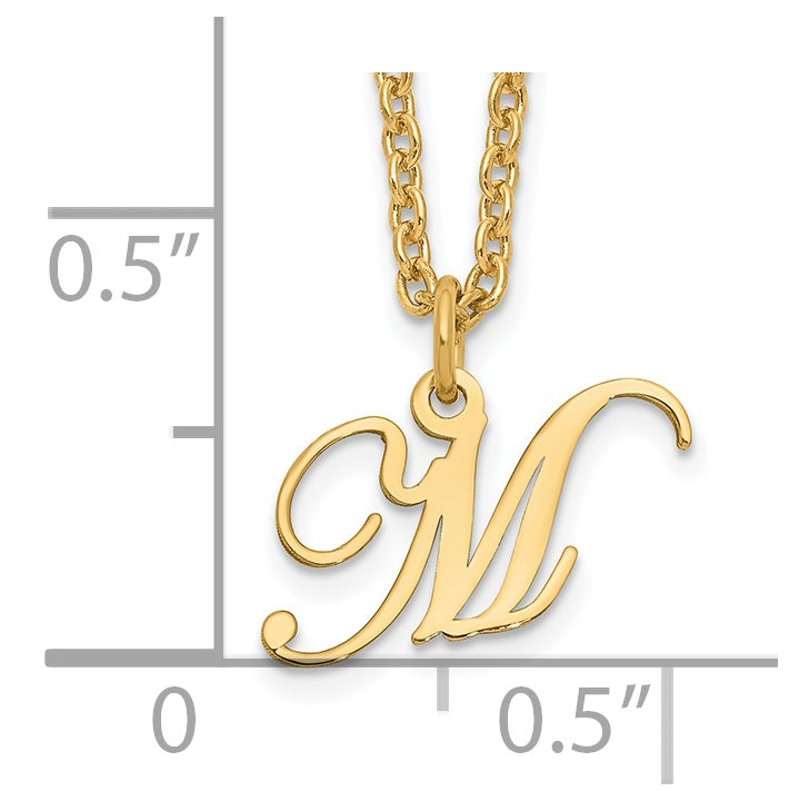 Sterling Silver Gold plated Letter M Initial Necklace