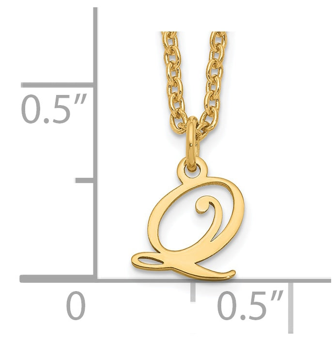 Sterling Silver Gold plated Letter Q Initial Necklace