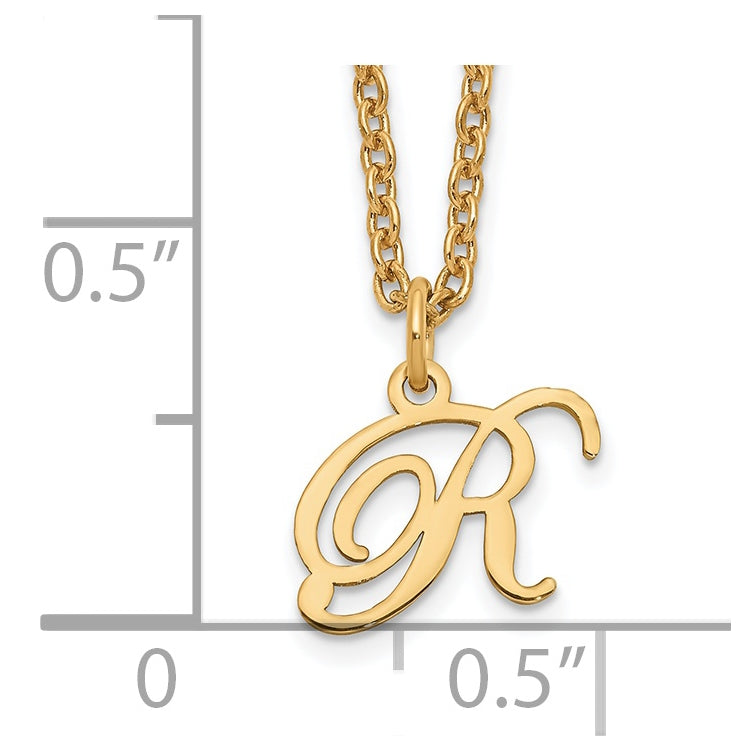 Sterling Silver Gold plated Letter R Initial Necklace