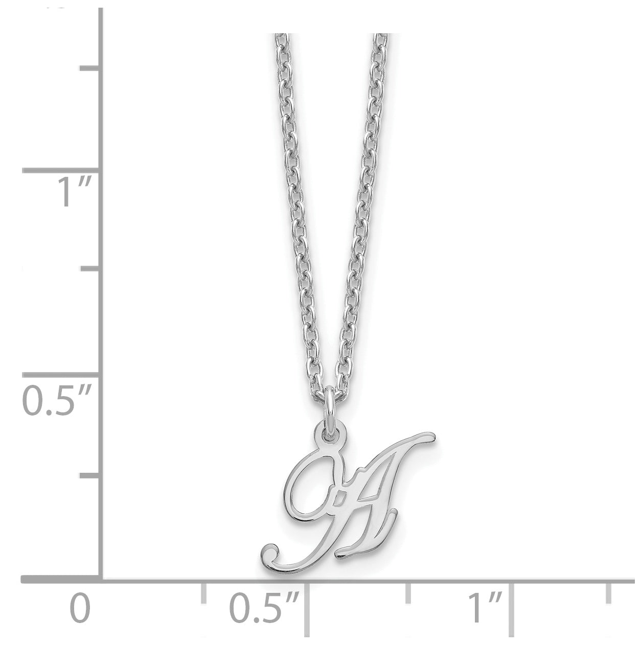 Sterling Silver Rhodium plated Letter A Initial Necklace