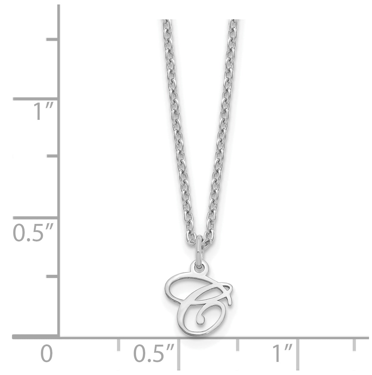 Sterling Silver Rhodium plated Letter C Initial Necklace
