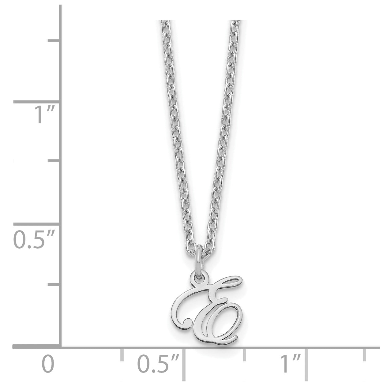 Sterling Silver Rhodium plated Letter E Initial Necklace