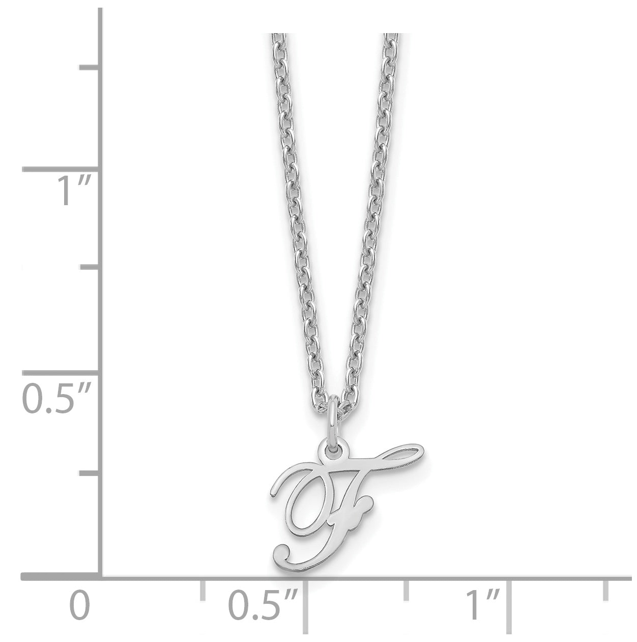 Sterling Silver Rhodium plated Letter F Initial Necklace