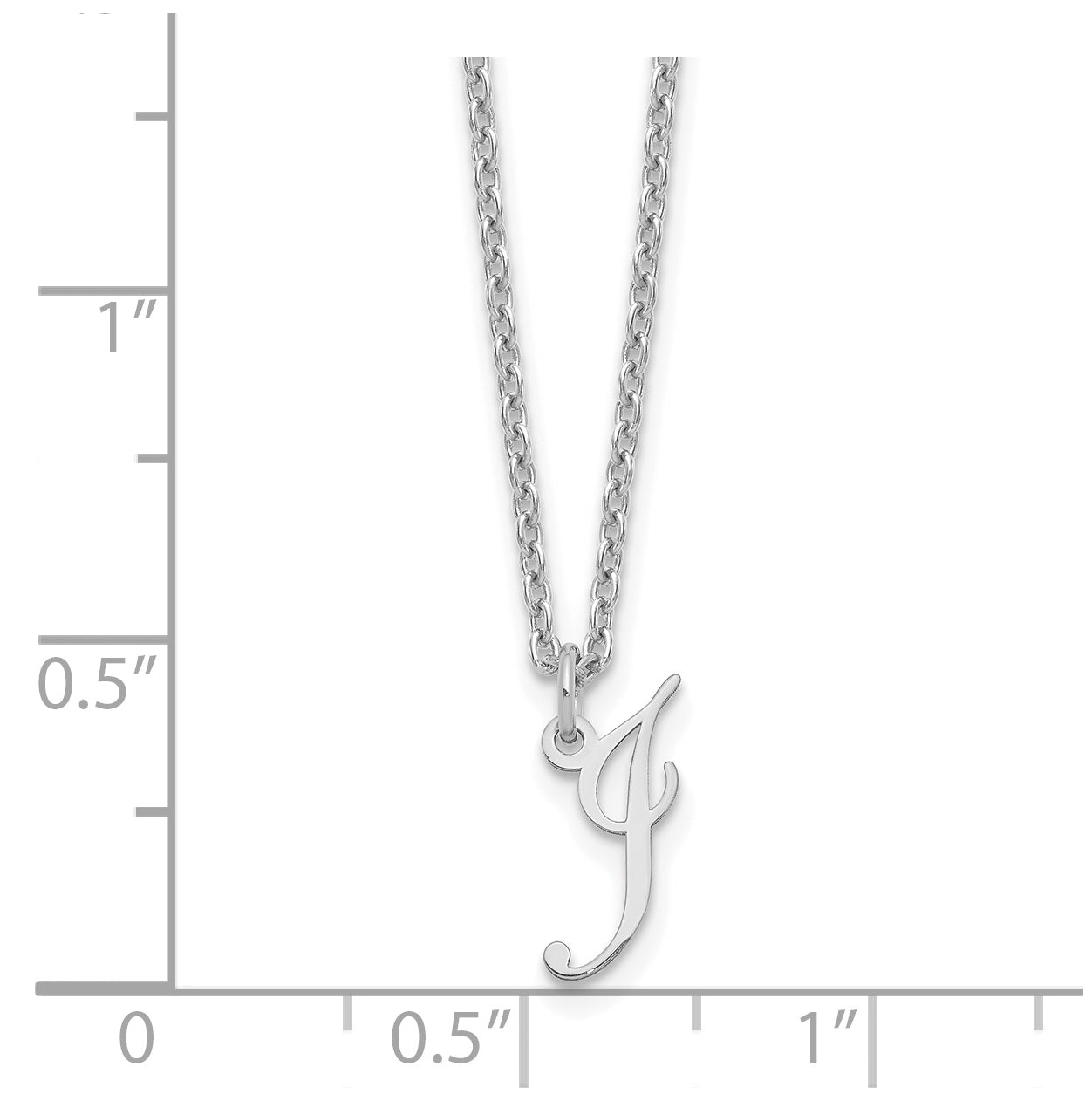 Sterling Silver Rhodium plated Letter I Initial Necklace