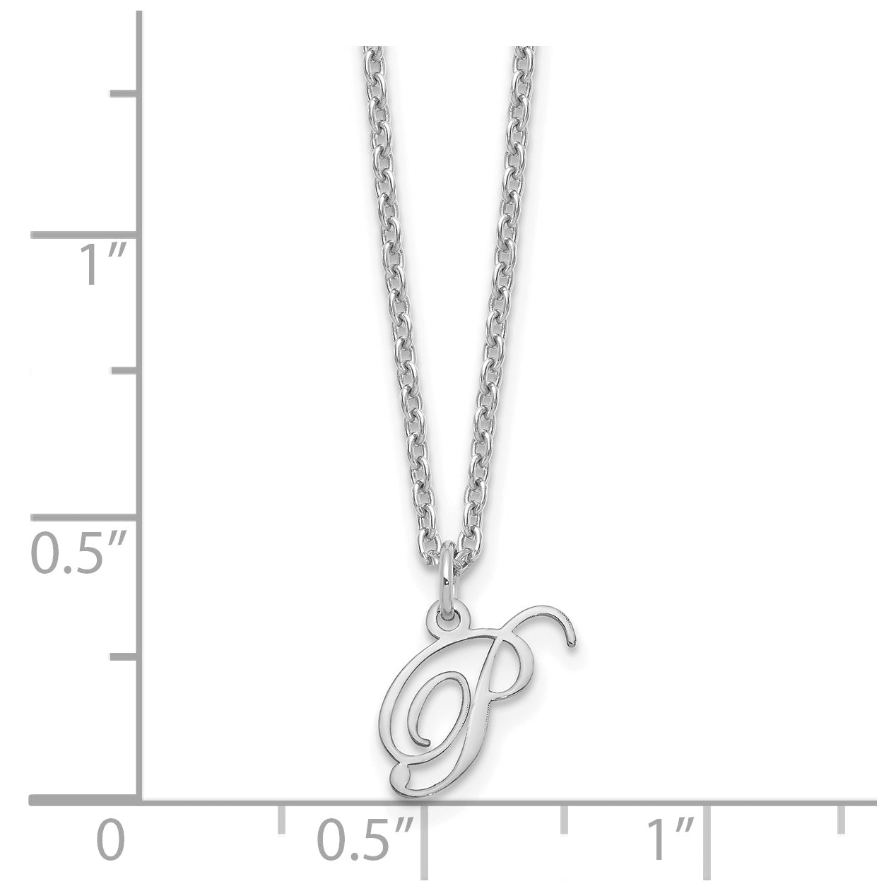 Sterling Silver Rhodium plated Letter P Initial Necklace