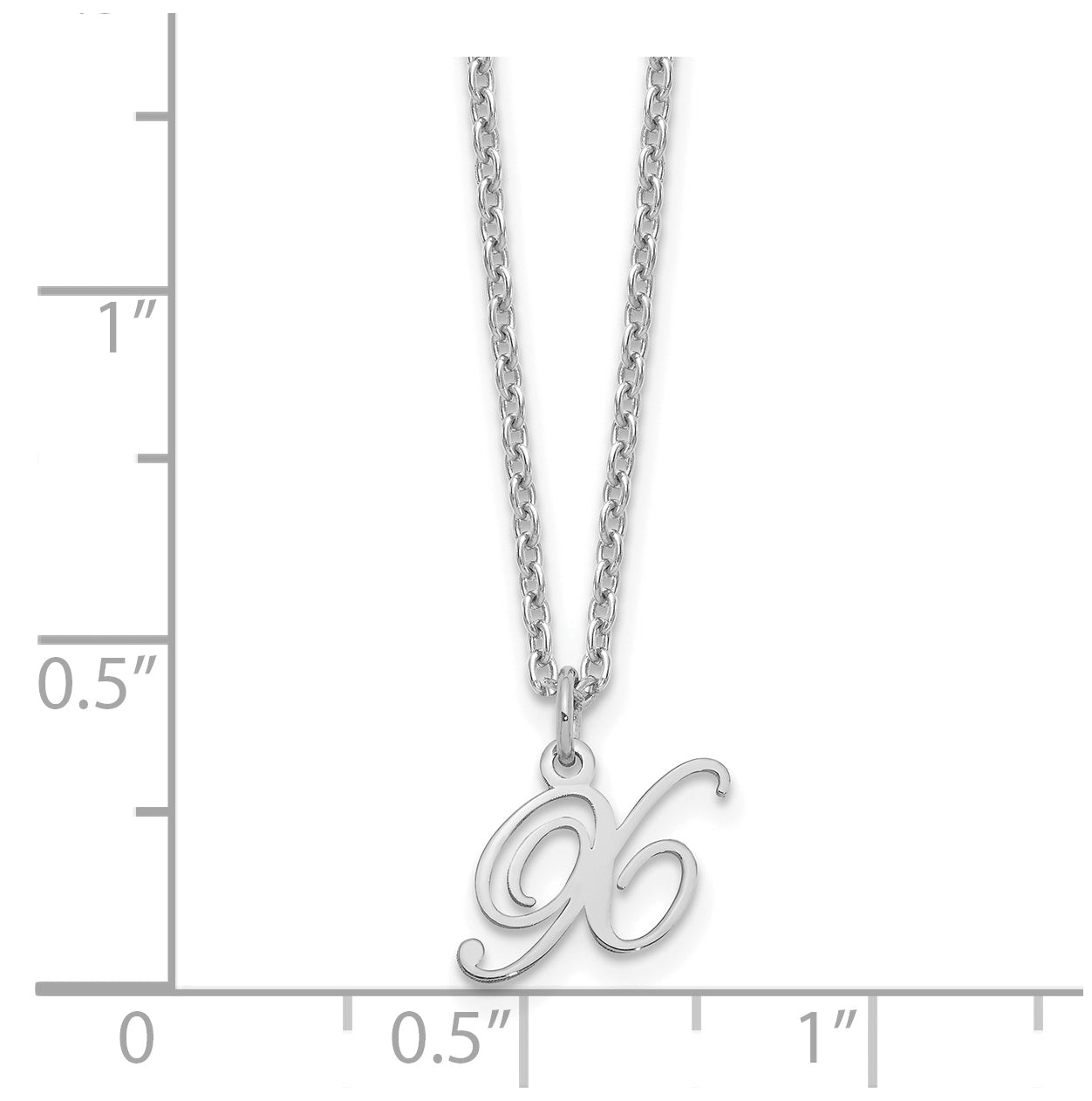 Sterling Silver Rhodium plated Letter X Initial Necklace